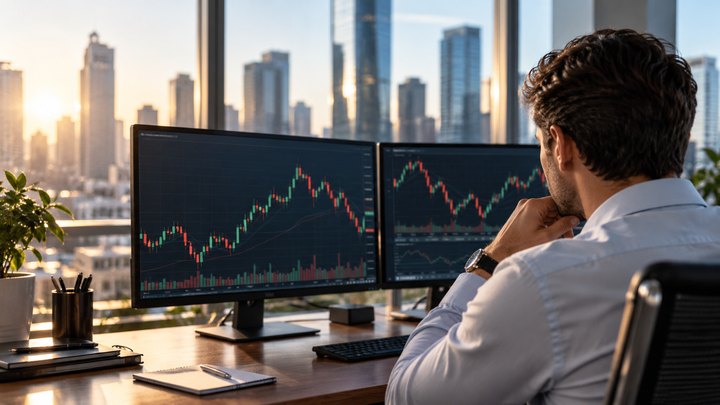 Financial analyst reviewing market charts