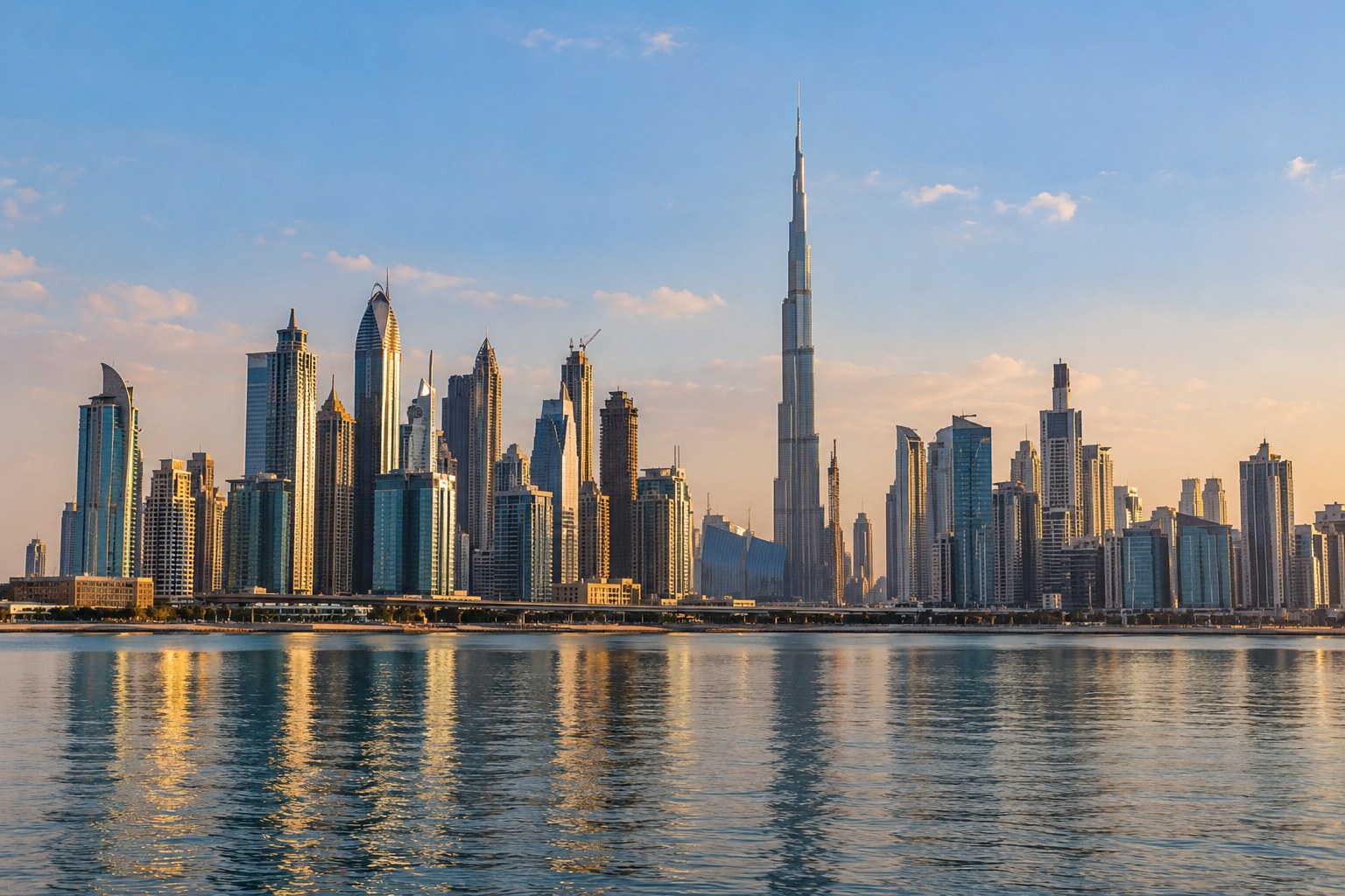 Dubai skyline in soft morning light