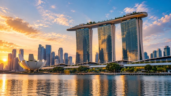 Marina Bay Sands in Singapore at golden hour