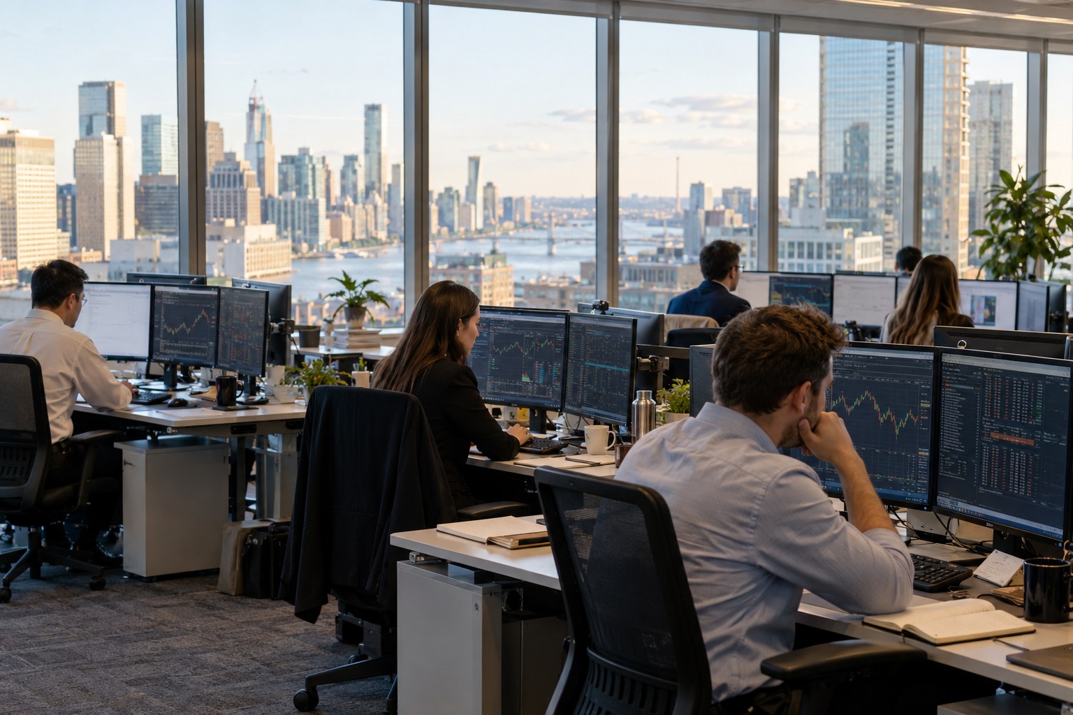Trading office overlooking the city